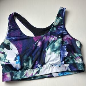 Tek Gear  Women's Athletic Sporty  Racerback Floral Print Sports Bra  Sz XL